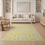Yellow Vintage Yellow Daisy Floral Area Rug