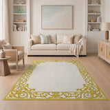 Golden Baroque Ornate Border Area Rug