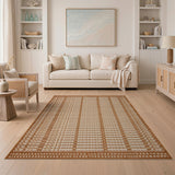 Tan Grid Woven Area Rug