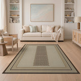 Framed Beige Basketweave Area Rug