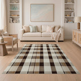 Classic Brown Tan Plaid Area Rug