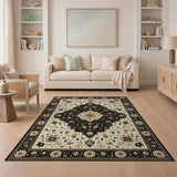 Black Ivory Traditional Persian Medallion Rug