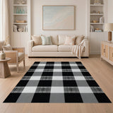 Black White Buffalo Check Rustic Area Rug