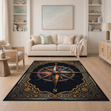 Distressed Vintage Compass Rose Area Rug