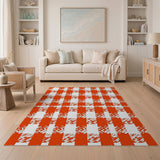 Bold Red Geometric Plaid Area Rug