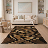 Geometric Modern Modern Geometric Brown Tan Area Rug