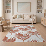 Burnt Orange Palm Frond Area Rug