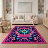 Vibrant Pink Starburst Medallion Rug