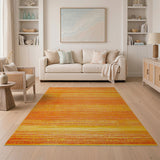 Orange Vibrant Orange Horizontal Stripe Area Rug