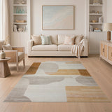 Geometric Modern Beige and Neutral Abstract Geometric Beige Area Rug