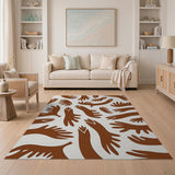 Abstract Tan Hands Pattern Area Rug