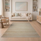 Beige Wavy Stripe Woven Area Rug