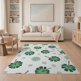 Lush Green Monstera Leaf Pattern Area Rug