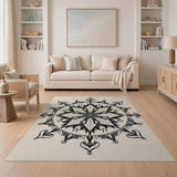 Ornate Black Mandala Floral Area Rug