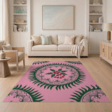Pink Holly Berry Mandala Area Rug