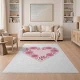 Romantic Pink Roses Heart Wreath Area Rug