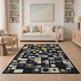 Black and White Geometric Abstract Black White Area Rug