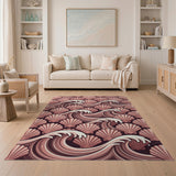Pink Seashell Wave Coastal Rug