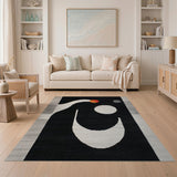 Modern Abstract Black White Geometric Rug