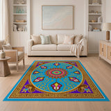 Multi-color and Patterns Teal Persian Medallion Area Rug