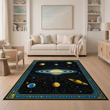 Retro Pixel Saturn Solar System Area Rug