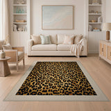 Bold Black Gold Leopard Print Area Rug
