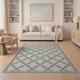 Grey Grey Trellis Geometric Area Rug