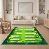 Lush Green Bench Garden Area Rug