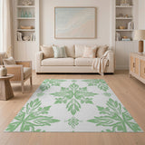 Mint Green Ornate Floral Damask Rug