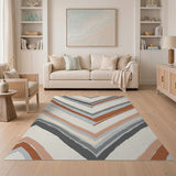 Layered Grey Chevron Zigzag Area Rug