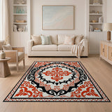 Opulent Red Black Traditional Persian Area Rug