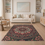 Pink Vintage Pink Mandala Floral Area Rug