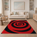 Red Vortex Spiral Area Rug