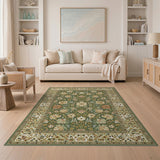 Green Lush Green Persian Floral Area Rug