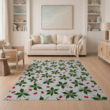 Multi-color and Patterns Festive Holly Berry Leaf Pattern Area Rug