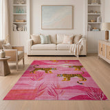 Playful Pink Tigers Landscape Rug