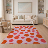Vibrant Pink Polka Dot Area Rug
