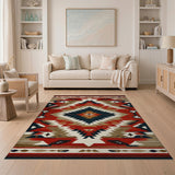 Red Navajo Diamond Southwestern Area Rug