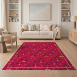 Festive Red Christmas Tree Pattern Area Rug