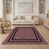 Pink Leopard Print Framed Area Rug