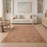 Orange Terracotta Geometric Southwestern Rug