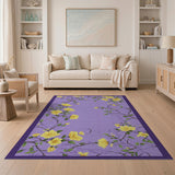 Purple Forsythia Floral Area Rug