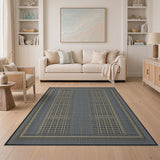 Teal Grey Geometric Chain Link Area Rug