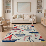 Whimsical Nautical Sailboat Area Rug