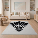 Black White Art Deco Fan Geometric Area Rug