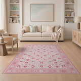 Pink Daisy Scatter Floral Area Rug