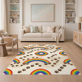 Rainbow Paw Print Kids Multi-color and Patterns Area Rug