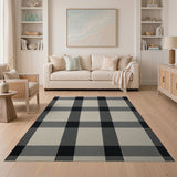 Rustic Farmhouse Black White Checkered Farmhouse Area Rug