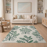 Green Leaf Vine Floral Area Rug