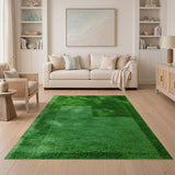 Green Lush Green Geometric Shag Area Rug